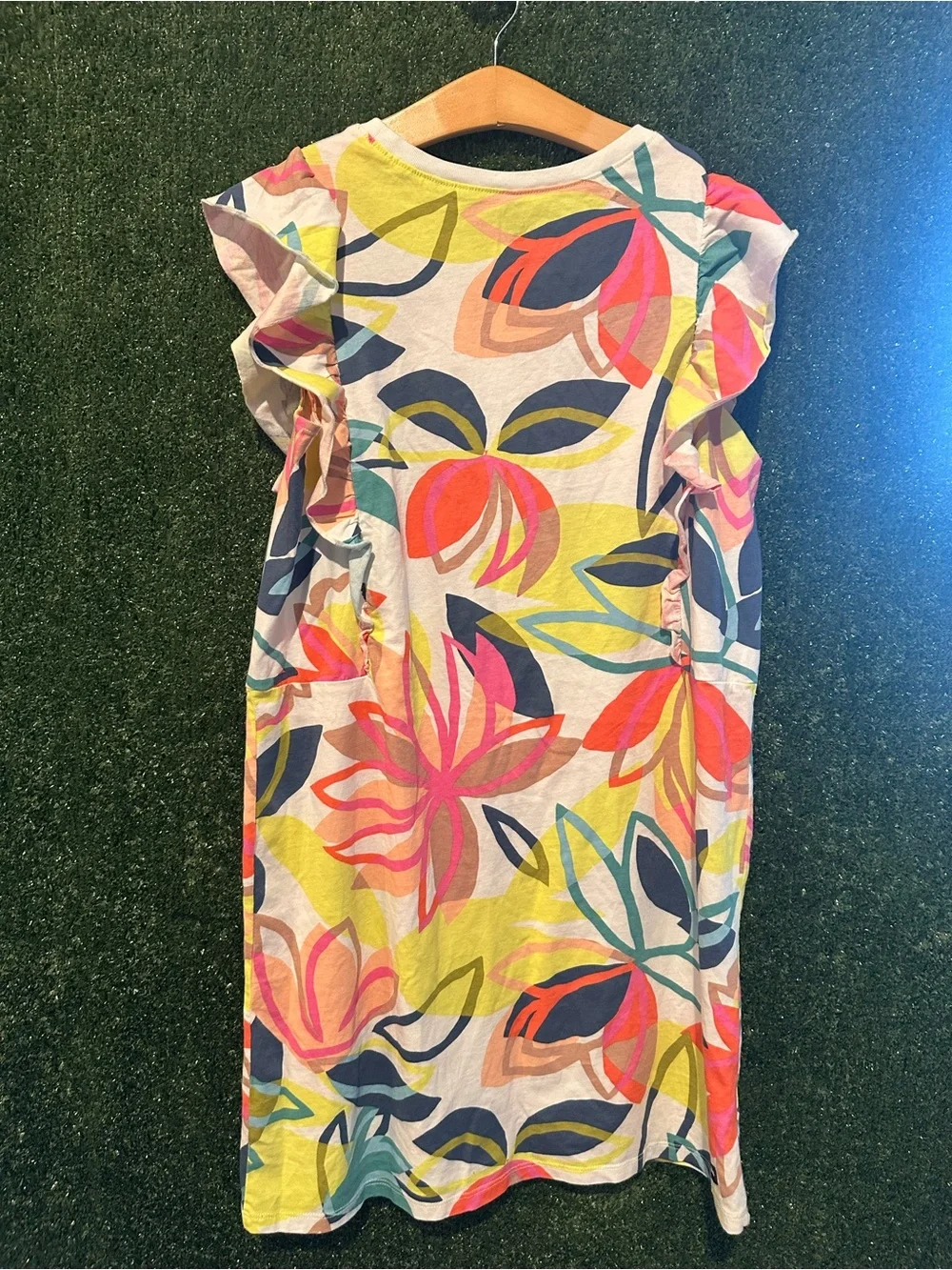 Tea Collection Painted Lotus Sleeveless Ruffle Dress